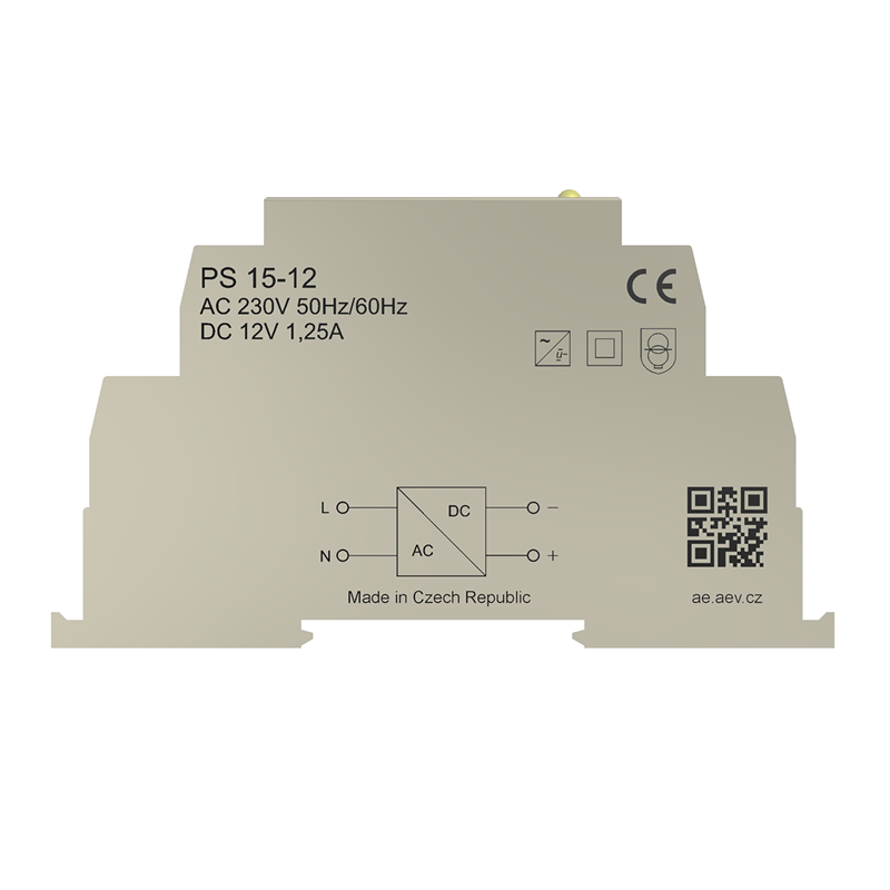 Napájecí zdroj PS-15-12 Power source 15W 12V 1DIN – AEV 0426